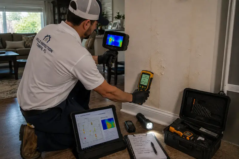 Moisture scanning and visual analysis step