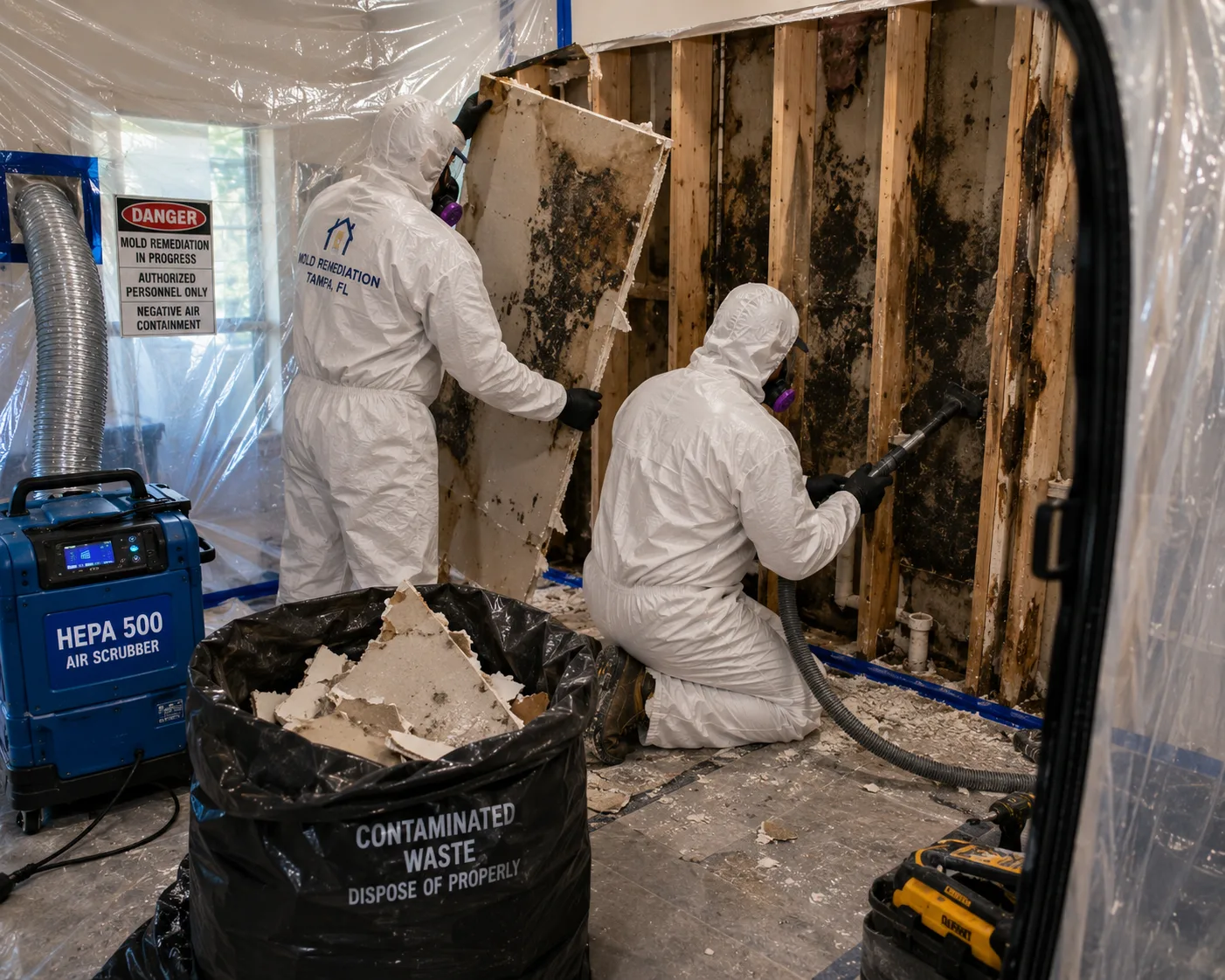 Removal & Treatment - HEPA vacuuming and antimicrobial wash